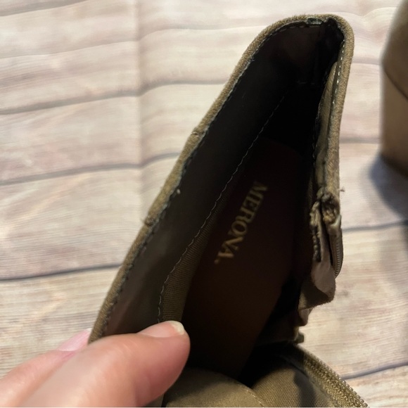 Brown Faux Suede Heeled Lace Up Booties with Side Zipper, Size 8 - Picture 4 of 8